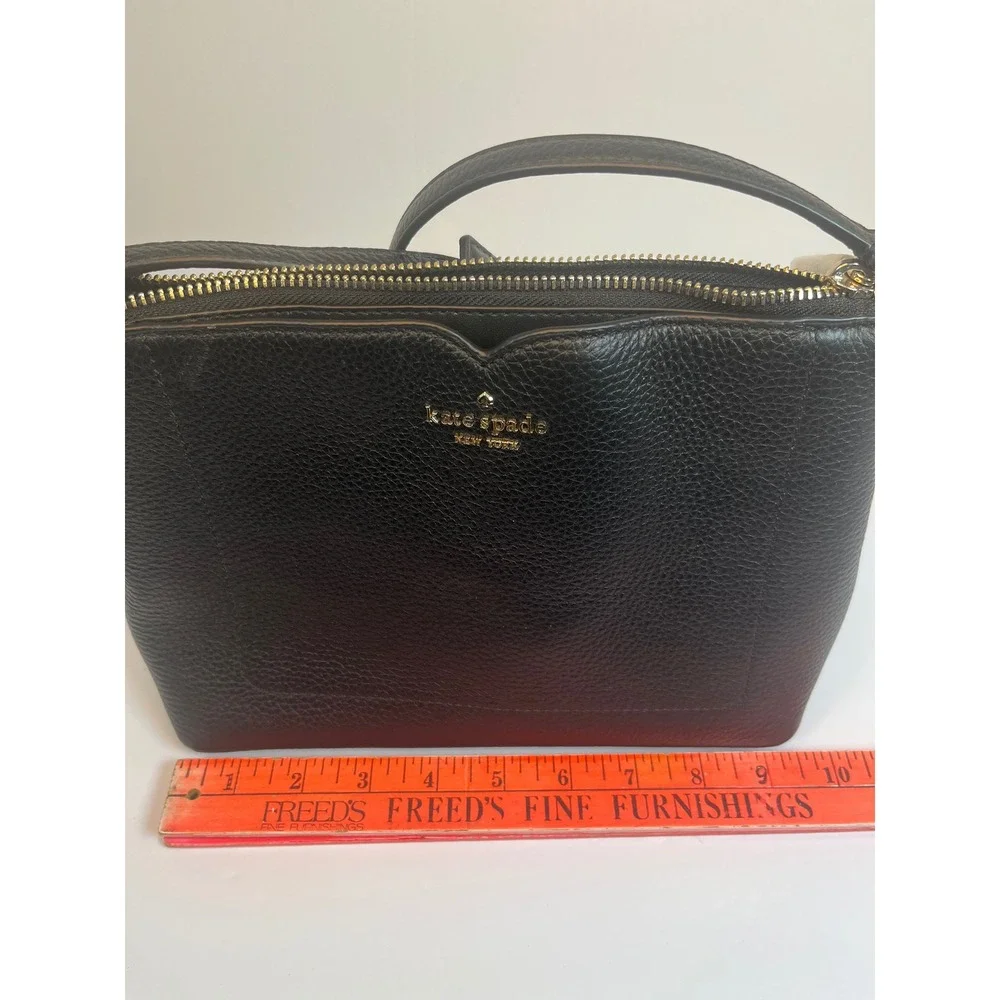Kate Spade New York Black Pebbled Leather Crossbody Bag Gold Hardware
